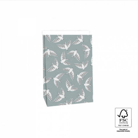 Blokbodemzak Birds ice blue middel