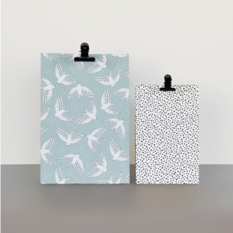 Blokbodemzak Birds ice blue middel