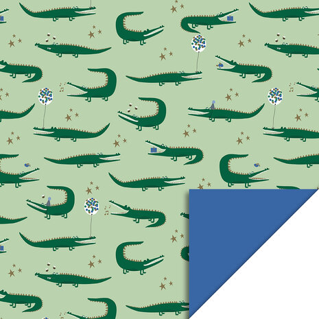 Cadeauzakjes Crocodile pistache - blue 12 x 19