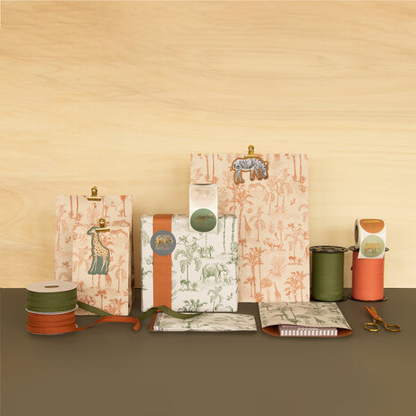 Cadeaupapier Vintage Jungle green - cognac 
