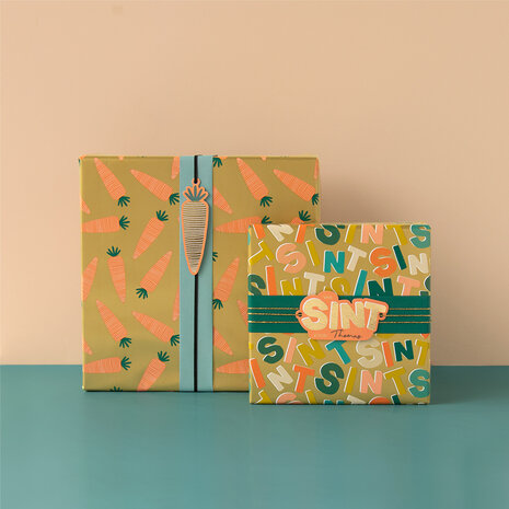 Cadeaupapier Sint Wortel goud - lake blue 