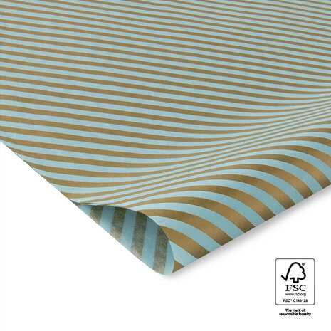 Vloeipapier Stripes - Lake Blue / Gold