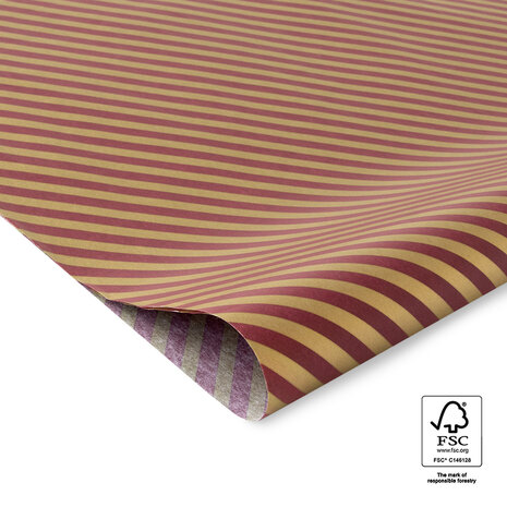 Vloeipapier Stripes - Beet Red / Gold 