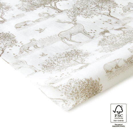 Vloeipapier Forest Animals - taupe
