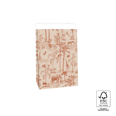 Blokbodemzak Vintage Jungle Dark Cognac middel