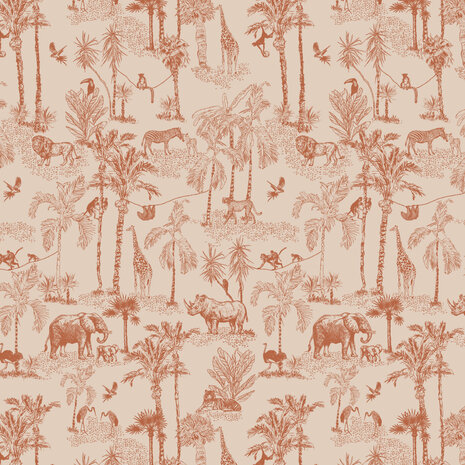 Blokbodemzak Vintage Jungle Dark Cognac middel