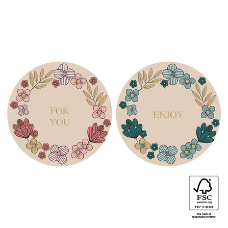 Stickers Flower field gold - pink/ blue