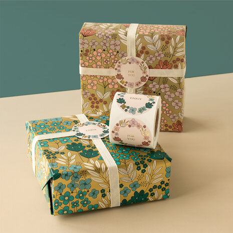 Stickers Flower field gold - pink/ blue