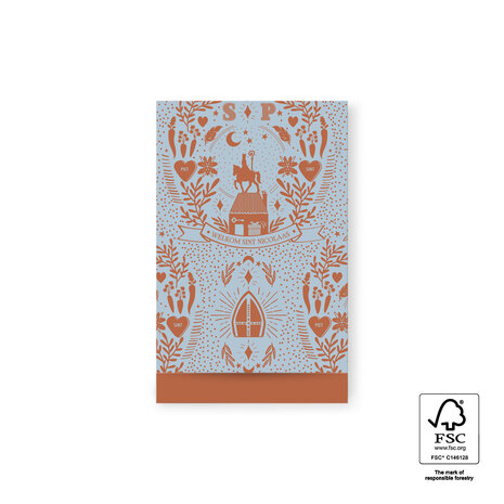Cadeauzakjes Sint Illustratie Blue - Cognac 12 x 19