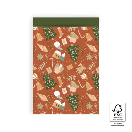 Cadeauzakjes X-mas Time Cognac - Forest Green 17 x 25