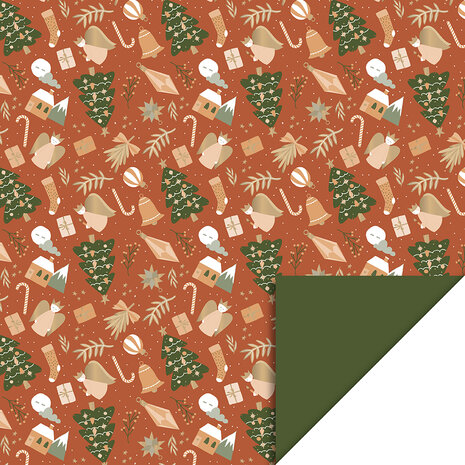 Cadeauzakjes X-mas Time Cognac - Forest Green 17 x 25