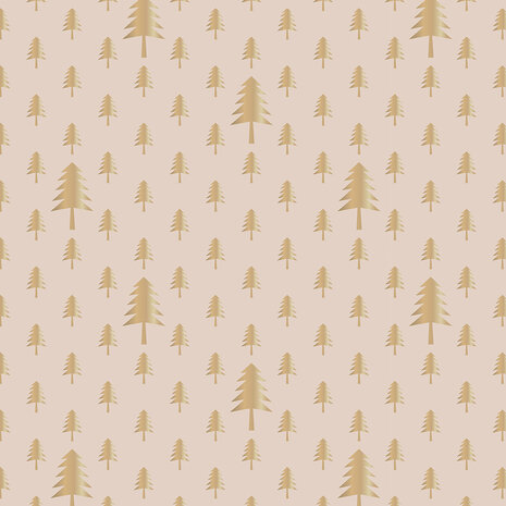 Cadeauzakjes X-mas Tree Beige Gold Foil 17 x 25