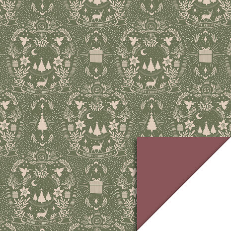 Cadeauzakjes X-mas Illustration Green - Beet Red 17 x 25