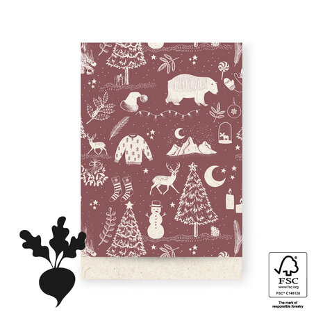 Cadeauzakjes X-mas Vintage Beet Red 17 x 25