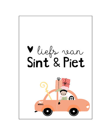 Ansichtkaart Liefs van Sint & Piet (auto)
