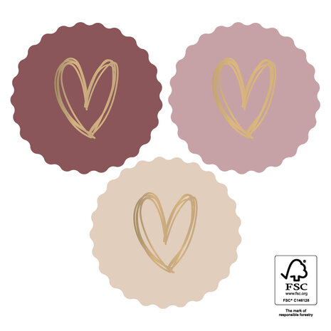Stickers Hearts Gold - pink