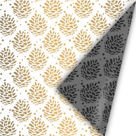 Cadeaupapier Pinecone Pattern wit/goud