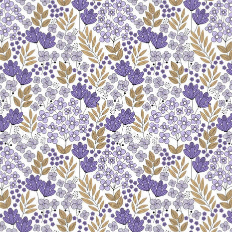 Vloeipapier Flower Field Gold - Violet