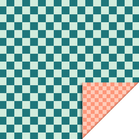Cadeauzakjes Big Check Jade Blue - Check Salmon 12 x 19