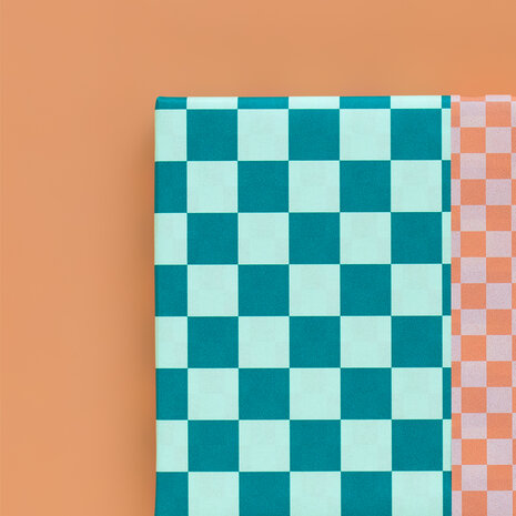Cadeauzakjes Big Check Jade Blue - Check Salmon 12 x 19