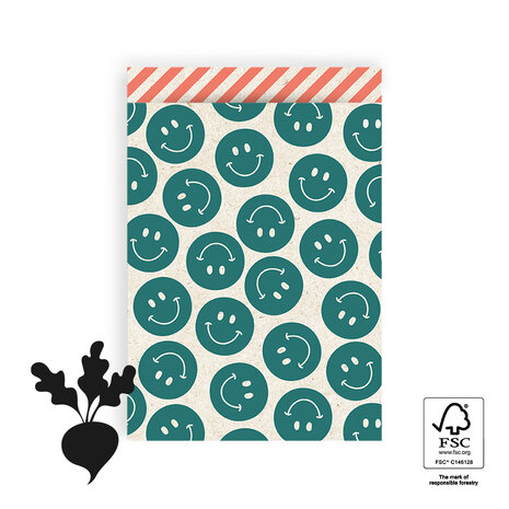Cadeauzakjes Smiley Petrol - Stripes Poppy Red 17 x 25