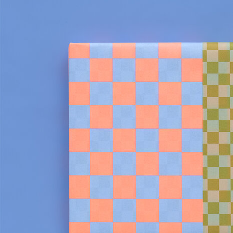 Cadeauzakjes Big Check Fluor Orange - Check Mustard 12 x 19