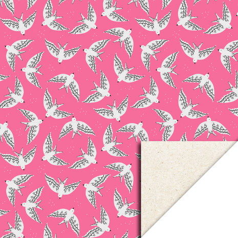 Cadeaupapier Birds Flamingo Pink