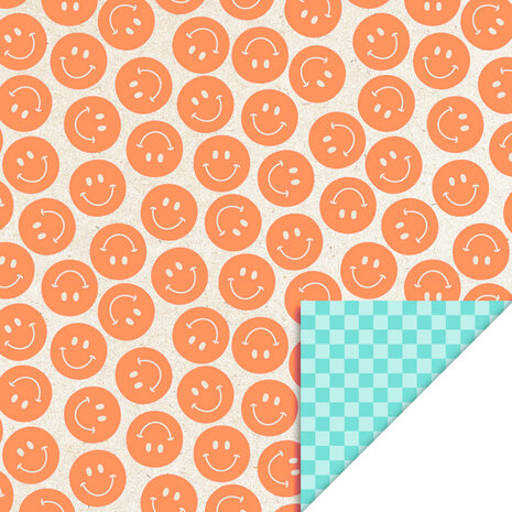 Cadeauzakjes Smiley Fluor Orange - Check Pool Blue 12 x 19