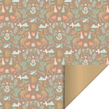 Cadeaupapier Baby Joy Taupe - Gold