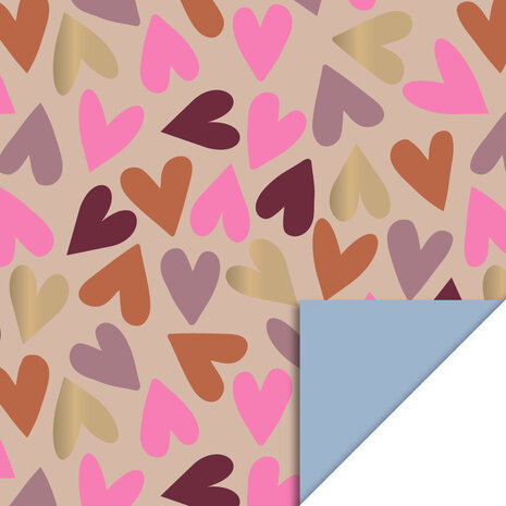 Cadeaupapier Big Hearts Nude - Polar Blue