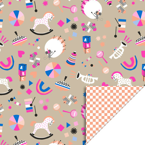 Cadeaupapier Toy Story - Check Peach