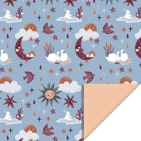 Cadeaupapier Baby Dreams Polar Blue - Peach