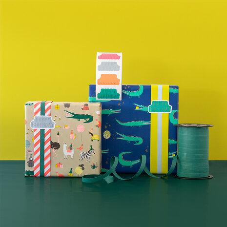 Cadeaupapier Party Animals Nude - Stripe Fluor Orange