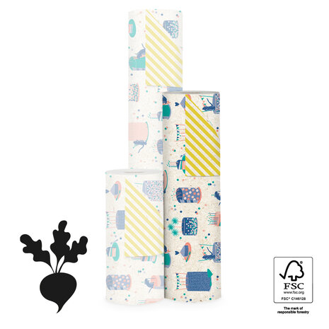 Cadeaupapier Birthday Cake - Stripe Summer Yellow