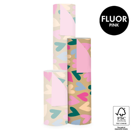 Cadeaupapier Big Hearts Gold - Blush Pink