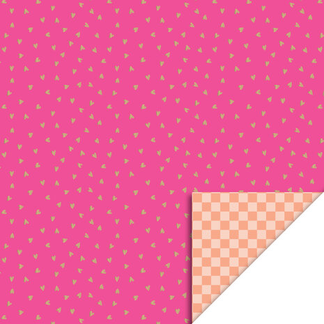 Cadeauzakjes Small Hearts Pink Gold Foil - Check Peach 12 x 19