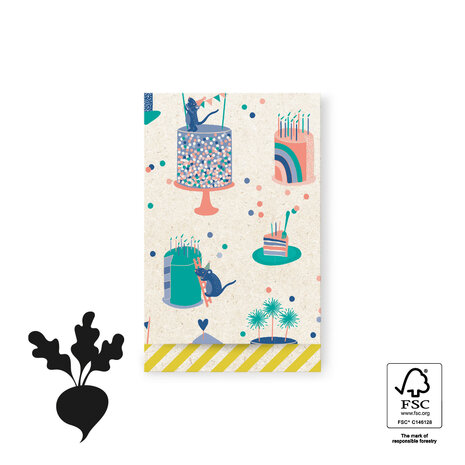 Cadeauzakjes Birthday Cake - Stripe Summer Yellow 12 x 19