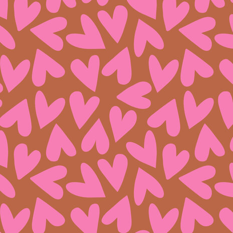 Vloeipapier Big Hearts - Flamingo Pink / Cognac 