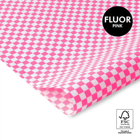 Vloeipapier Check - Fluor Pink 