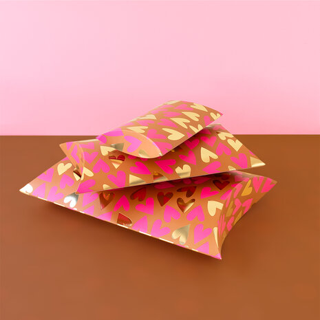 Pillow boxes - Medium - Hearts Fluor Pink