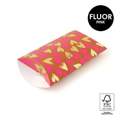 Pillow boxes - Medium - Hearts Fluor Pink