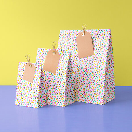 Blokbodemzak Small Confetti Happy middel