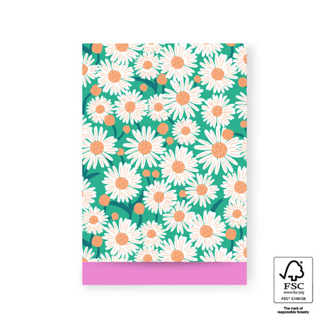 Cadeauzakjes Daisy Bright Green - Pink 17 x 25 cm 