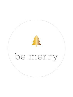 Sticker Be merry wit/goud (boompje)