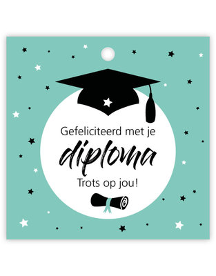 Cadeaulabel Gefeliciteerd met je diploma. Trots op jou!