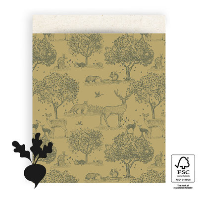 Cadeauzakjes Animals forest green 27 x 34
