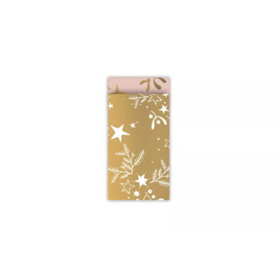 Cadeauzakjes Mistletoe kisses goud/roze 7 x 13