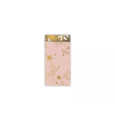 Cadeauzakjes Mistletoe kisses roze/goud 7 x 13