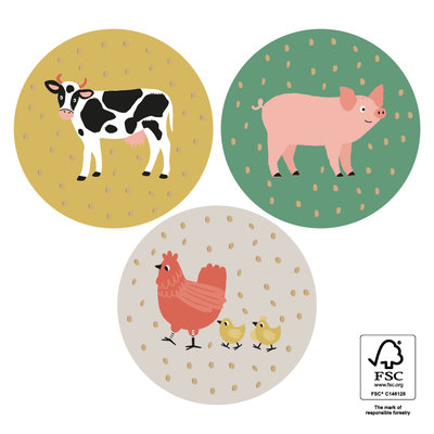 Stickers farm animals gold