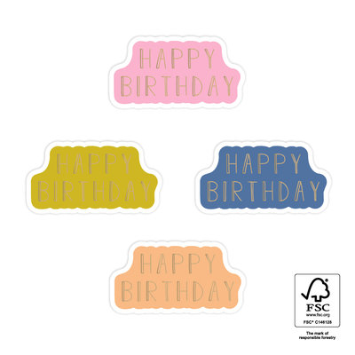 Stickers Happy birthday gold - bright